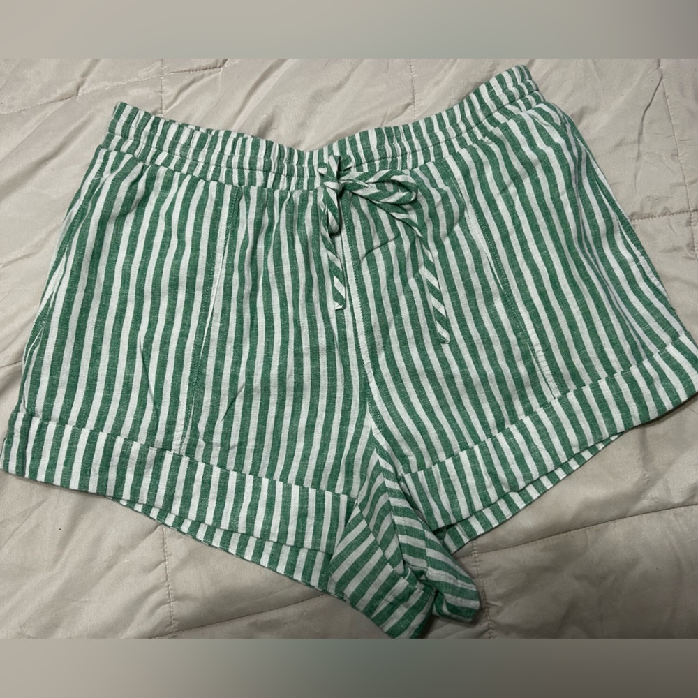 Universal Thread Green and White Striped Shorts